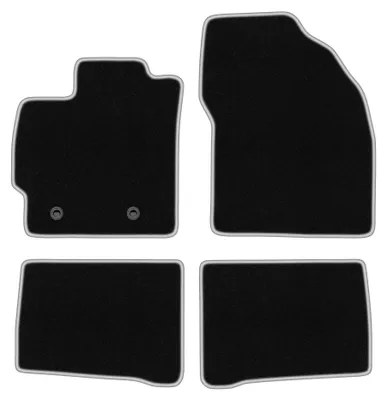 Zdjęcie produktu dla Dywaniki samochodowe welurowe CARLUX-SILVER do: Toyota Prius III (2009-2011, hatchback) czarne ze srebrnym obszyciem, z mocowaniami