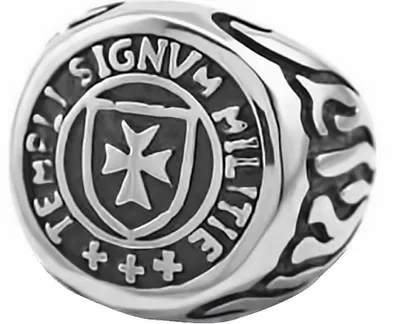 Produktbild von Freimaurer Ring Herren Edelstahl Tempelritter Ring Masonic Siegelring Signum silber 57 - Ø 18,14 mm