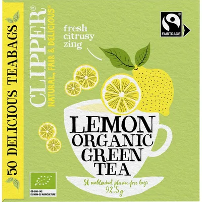 Produktbild von Clipper  Grüner Tee Zitrone, 50 Beutel, 92g – Nachhaltiger Kräutertee
