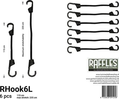 Produktbild von Raffles Covers Spanngummi mit Haken 115/225 cm | Atmungsaktiv | Wasserdicht | UV-beständig | Doppelnähte | Elastischer Kordelzug