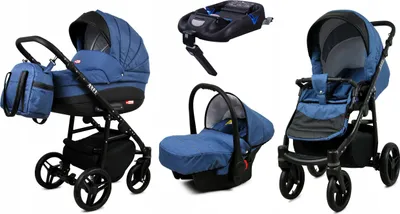Produktbild von BabyLux® Axel | 4in1 Kinderwagen Set | Jeans | Kombikinderwagen | Kinderwagenset | Isofix-Basiss