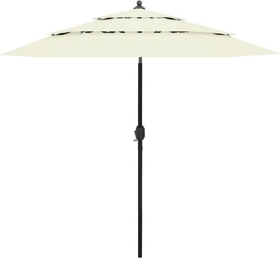Image de Parasol de jardin à 3 niveaux avec mât en aluminium sable 2,5 m