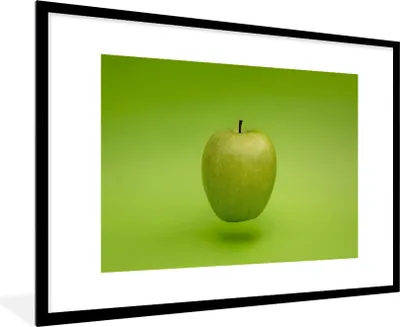 Produktbild von MuchoWow® Gerahmtes Poster Obst - Apfel - Grün 90x60 cm - Poster mit Schwarzem Bilderrahmen Wandposter Rahmen Foto Bilder - Wanddekoration - Fotos
