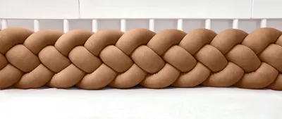 Produktbild von Bettschlange 4-strängig geflochten Velours 400 cm – Dunkelbraun | Bettumrandung Babybett Nestchen | Letino