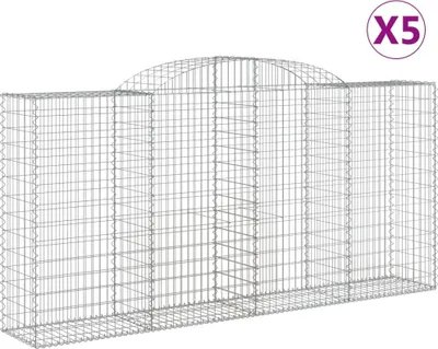 Produktbild von vidaXL Gabionen mit Hochbogen 5 Stk. 300x50x140/160cm Verzinktes Eisen