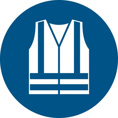 Produktbild von Gebotszeichen 'Warnweste benutzen' (M015), gem ASR A1.3 (DIN EN ISO 7010) Aufkleber Folie 31,5cm 1 Stück
