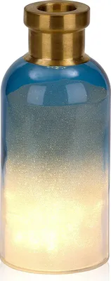 Image de BRUBAKER Bouteille lumineuse "Magie" avec 10 LED étoiles 23 cm de hauteur bleu / laiton