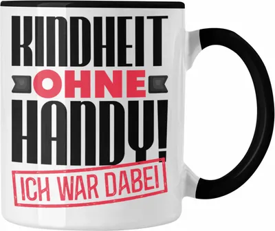 Produktbild von Trendation - Kindheit Ohne Handy Tasse Geschenk Ich War Dabei Nostalgie Geschenkidee Alte Zeiten (Schwarz)