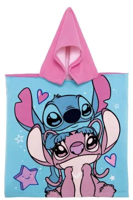Immagine prodotto di Asciugamano poncho Stitch Angel per bambini - morbido asciugamano da bagno multicolore