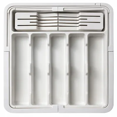 Image de EDIBAZZAR | Range-couverts pour tiroir, compartiment de cuisine coulissant, blanc