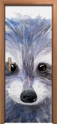 Produktbild von Türposter 80x200 cm Türaufkleber Türtapete Türfolie Klebefolie Kunst Tierisch farbig Waschbär Skizze