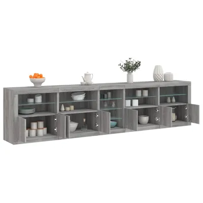 Imagen del producto de Mueble aparador vidaXL con iluminación LED, color gris Sonoma, 283 x 37 x 67 cm