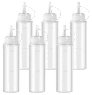 Image de Ensemble de bouteilles pour sauces - 6 bouteilles de 240 ml - sans BPA, avec bouchon, idéal pour le ketchup et les sauces