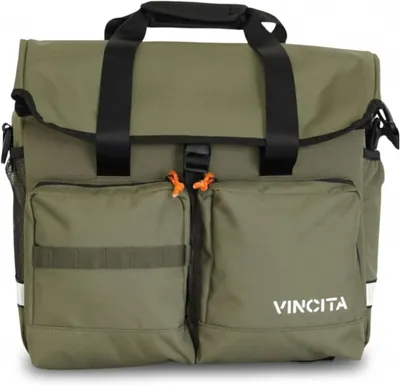 Productafbeelding van Voortas vouwfiets - Laptopvak 16 inch - Met regenhoes - Groen - Geschikt voor Brompton
