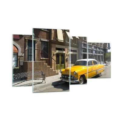 Produktbild von Bilder auf glas - Amerikanisches auto klassisch stadt - 120x70cm - Glasbilder - Wandbilder - Kunstdruck - Wanddekoration aus Glas - Glas Bilder - Wandbild auf Glas - GDL120x70-2569