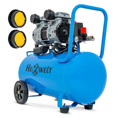Productafbeelding van Oliegesmeerde luchtcompressor HW-KBO-2T-50L, 50 liter, 250 liter/minuut, 8 bar, 2 cilinders, gietijzeren cilinder, 1,5 kW, 230 V, geschikt voor werkplaats en garage