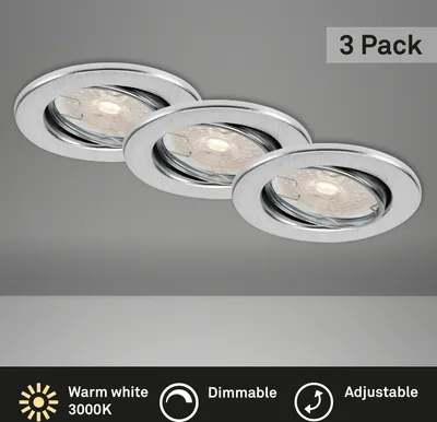 Obrázok produktu pre Sada LED vstavaných svietidiel IP23 stmievateľná 3-dielna 3x5W 3x380 lm 2700 K hliník/kov Ø 8,6/6,8 cm 230V