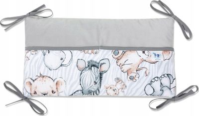 Pepi Babybett Organizer mit Honig Velvet - 42cm × 22cm - Spielzeugtasche Betttasche für Kinderbett Kinderzimmer für Windel Kleidung - Safari