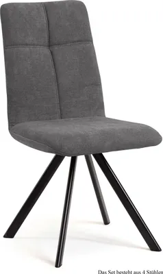 Produktbild von Esszimmerstuhl drehbar (4er-Set) Deryl 47x92x60 Schwarz/Grau