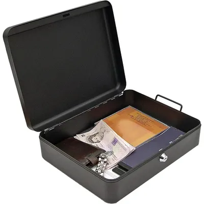 Image de Boîtier de rangement portable pour l'argent - Coffre-fort verrouillable pour pièces et billets - 2 clés - Pour l'argent et les documents importants