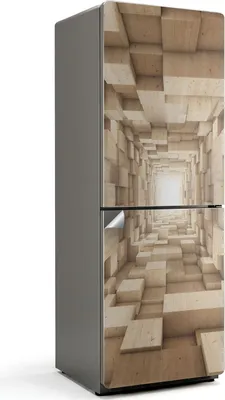 Produktbild von Holzblockkonstruktion – Kühlschrank Aufkleber – Klebefolie Kühlschrank – Kühlschrank Nachbildung – Kühlschrankfolie selbstklebend – Küchen Dekoration – 70x190 cm