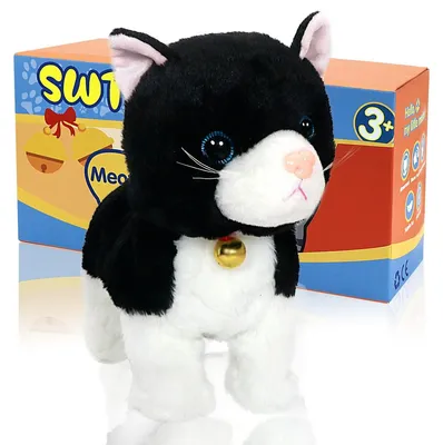 Immagine prodotto di Gatto di peluche elettronico interattivo - Animale domestico elettronico - Nero - Con suoni e movimento