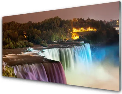 Produktbild von Acrylglasbilder 100x50 Wandbild Druck Wald Wasserfall Natur