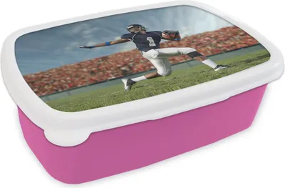 Produktbild von KitchenYeah® Lunchbox Brotzeit Brotdose 17x11 cm American-Football-Spieler im Stadion Kinder Brotzeitdose - Lunchpaket - Brotkasten  - Sandwich Box