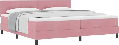 Obrázok produktu pre Posteľ s pružinovým rámom s matracmi Ružová 200 x 200 cm Zamat