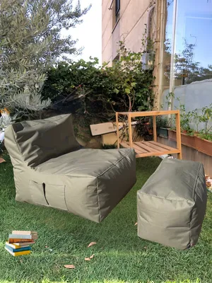 Produktbild von Hanah Home, Xxl Sedir - Beige, Sitzsack-Set (2 Stück), Beige, 100 % POLYESTER, 75 x 95 x 70 cm