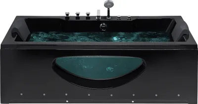 Produktbild von BELIANI Whirlpool-Badewanne Schwarz Acryl 170 cm Rechteckig mit Sichtfenster LED Farblichttheraphie Modern