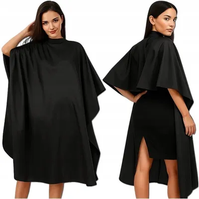 Produktbild von Friseurumhang Barber Umhang Schwarz Lang Gross Wasserdicht Haarschneideumhang Friseur Cape Salon Umhang Mit Verschluss