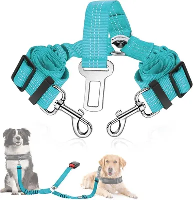 Produktbild von SlowTon Hundegurt Auto 2in1 elastisch verstellbar reflektierend Sicherheit Blau