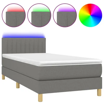 Produktbild von vidaXL Boxspringbett mit Matratze & LED Dunkelgrau 80x200 cm Stoff