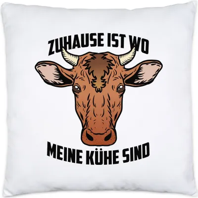 Produktbild von Zuhause Ist Wo Meine Kühe Sind Kissen Inkl. Füllung Kuh-Fans Kuh-Liebhaber Milchkuh Landwirt Geschenkidee