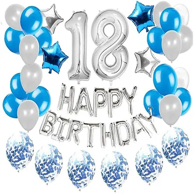 Produktbild von Ballonset zum 18. Geburtstag - silber - blau