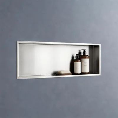 Image de doporro Niche de Douche à Carreler Argent 30x90cm Étagère Murale à Encastrer en Acier Inoxydable