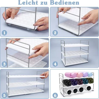 Produktbild von Flaschenregal - Stapelbarer, erweiterbarer Organizer für Küche, Kühlschrank, Schränke, 25-40 cm