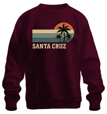 Obrázok produktu pre Santa Cruz Palm Sunset Retro California Beach Surf Uni mikina, bordová, M