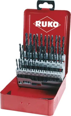 Produktbild von RUKO Spiralbohrer-Satz DIN 338 Typ N, HSS-R in Industriekassette - 50 tlg. - 205217