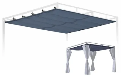 Produktbild von Ersatzdach Flachdach Pergola Firenze 3x3 Meter Grau Pavillon Ersatzbezug