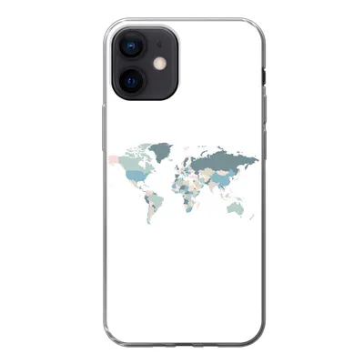 Produktbild von MuchoWow® Handyhülle Schutzhülle Hülle für iPhone 12 Weltkarte - Pastell - Länder Silikon Softcase Handy Hülle - Schutzhülle