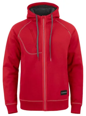 Imagen del producto de Projob - Sudadera con capucha y cremallera completa para hombre, mezcla de algodón ET412 (Talla M) (Rojo)