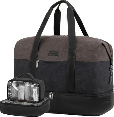 Image de Weekender Sac de voyage homme 56L avec compartiment à chaussures pour voyage Gym - Gris/Noir