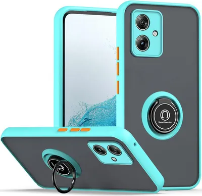Produktbild von Hülle für Motorola Moto G54 Ring Halter Ständer Matte Transluzent TPU Bumper Stoßfest Schutzhülle Hellblau