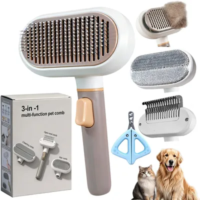 Productafbeelding van 3-in-1 Zelfreinigende Borstel voor Katten en Honden