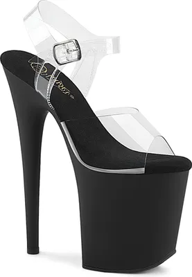 Produktbild von FLAMINGO-808 elegante Pleaser High-Heels Plateausandaletten klar schwarz Matt