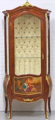 Produktbild von Casa Padrino Barock Vitrinenschrank Mahagonibraun / Gold 72 x 45 x H. 184 cm - Barockstil Wohnzimmer Vitrine