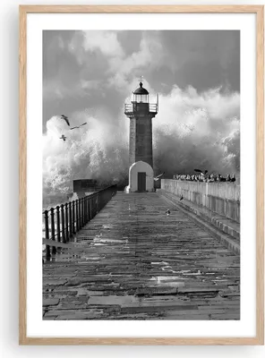 Produktbild von Gerahmtes Poster - Rahmen in heller Eiche - Laterne Meer Portugal - 50x70 cm - Wand Bild - Wanddeko - Wandbilder - Kunstposter - Wandposter - Bilderrahmen - Bilder - Kunstdruck - P2NPA50x70-4913