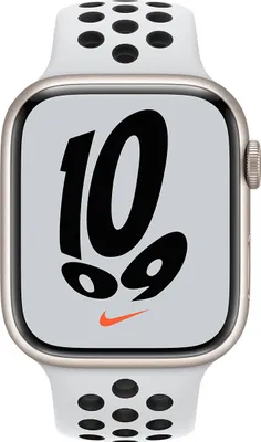 Produktbild von Apple WATCH Nike Series 7 45mm GPS Aluminiumgehäuse Polarstern Sportarmband Pure Platinum Black